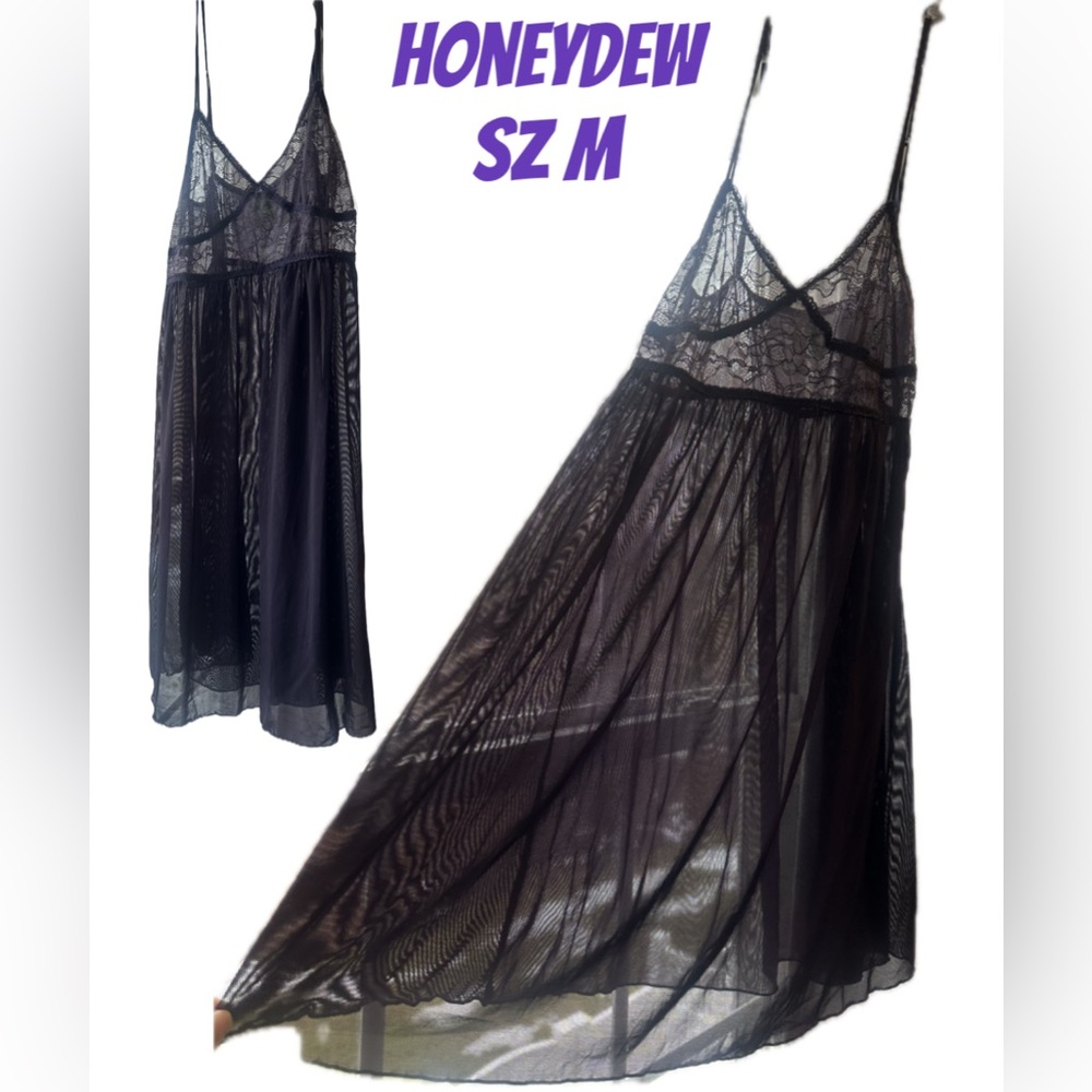 Honeydew Intimates Lace Sheer Lingerie Nylon Spandex Nightie EUC